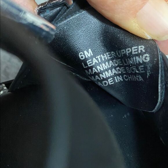 Gianni Bini Black Leather Rhinestone Buckle Sandals - Picture 14 of 14